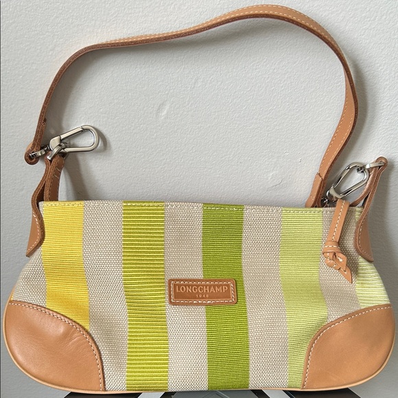 💚 Longchamp Striped Shoulder Bag 👜 – Excellent Condition 🌟 - Picture 1 of 6